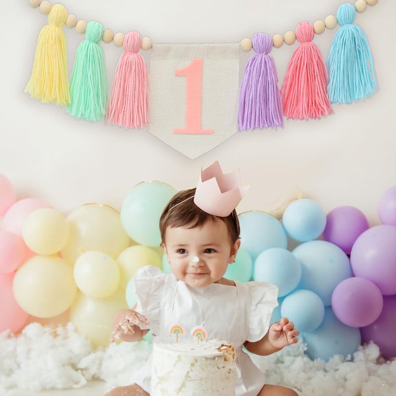 Ereniko Handmade Boho 1st Birthday High Chair Banner Party Decoration for Girl Baby Shower Wall Hangings Decorative for Kids Bedroom Purple - Image 4